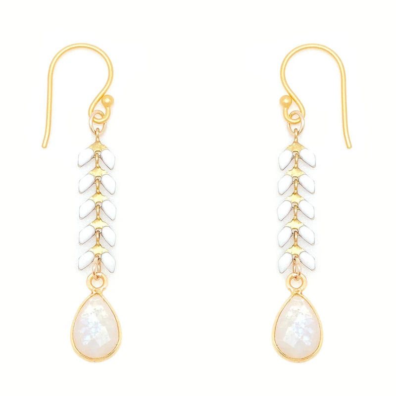 Bronwen Enamel Cascade Drop Earrings – White