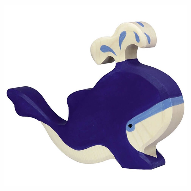 Holztiger Wooden Animal Blue Whale with Water Fountain