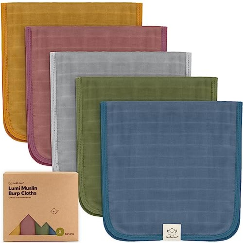KeaBabies 5-pack Lumi Muslin Burp Cloths, Spice