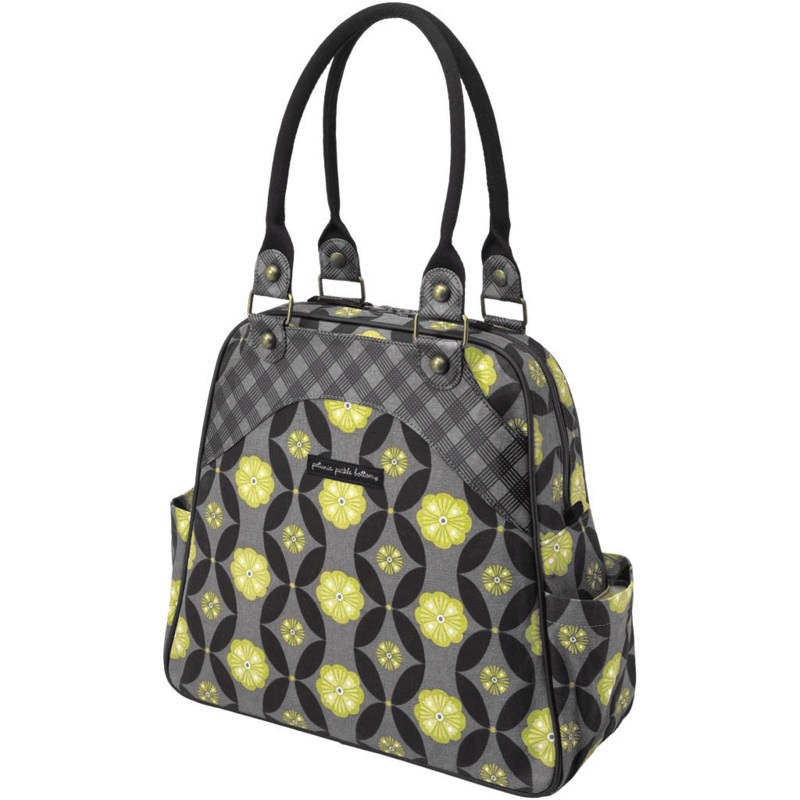 Petunia Pickle Bottom Organic Cotton Sashay Satchel in Midnight Mums