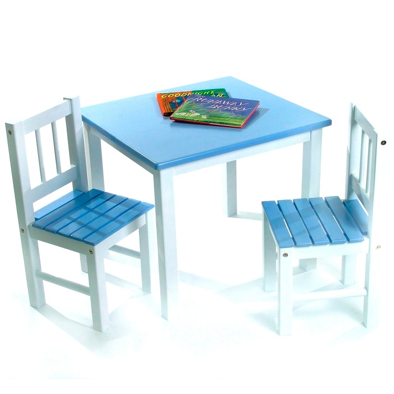 Lipper International Kids’ Table & Chair Set in Blue and White – 513BL
