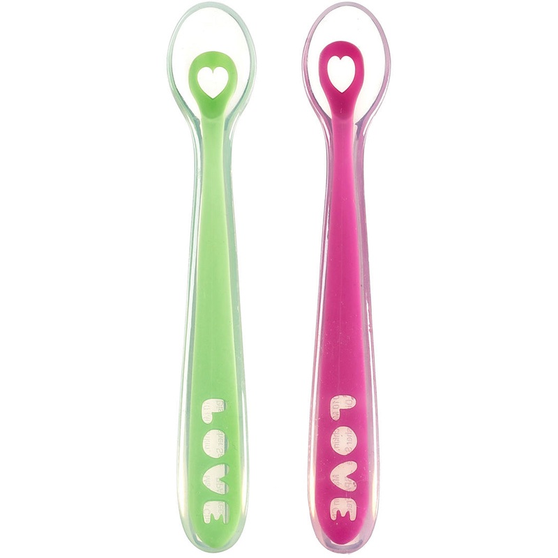Munchkin Silicone Spoons, 2-Pack – Green/Pink