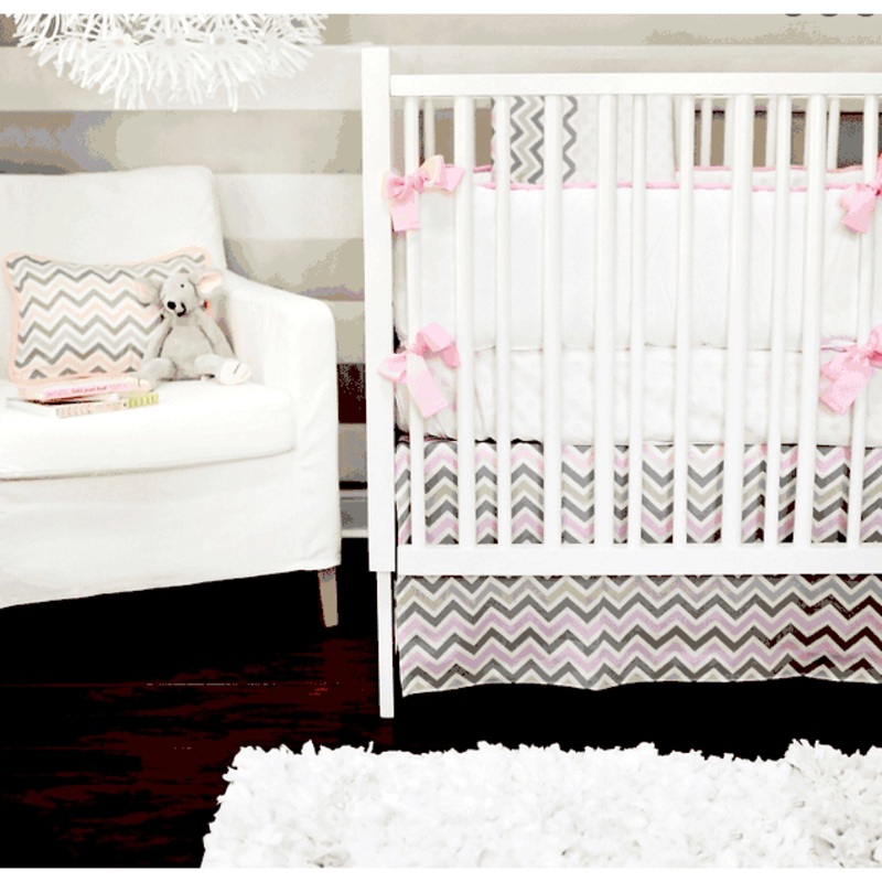 New Arrivals Peace, Love & Pink 4 Piece Baby Crib Bedding Set