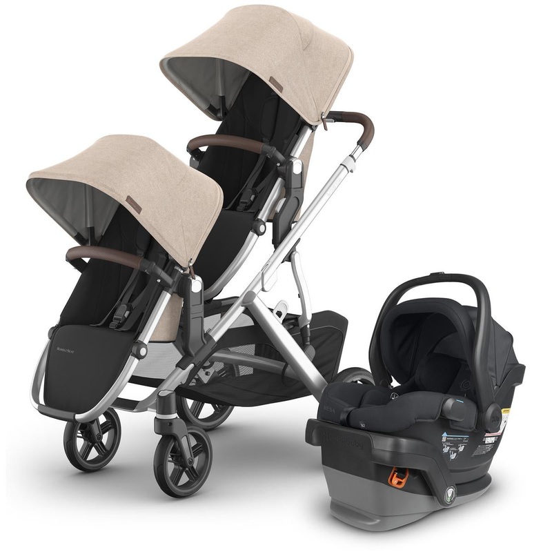 UPPAbaby Vista V3 Double Stroller with RumbleSeat V3 + Mesa V2 Travel System Bundle – Declan / Jake