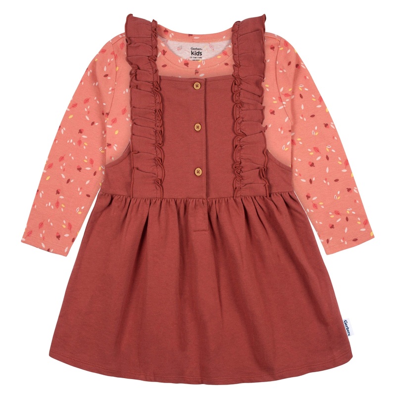 2-Piece Infant Girls Orange Leaves Jumper & Top Set, 12M