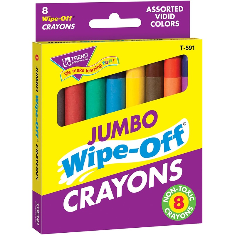 Trend Enterprises Jumbo Wipe-Off Crayons Novelty (Pack of 8)