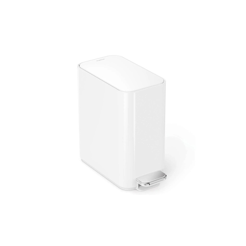 5L Slim Bathroom Step Trash Can – White