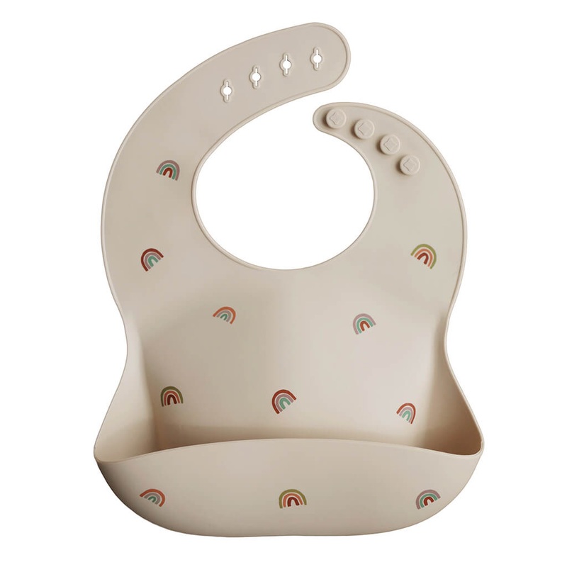 Mushie Silicone Baby Bib Retro Rainbow