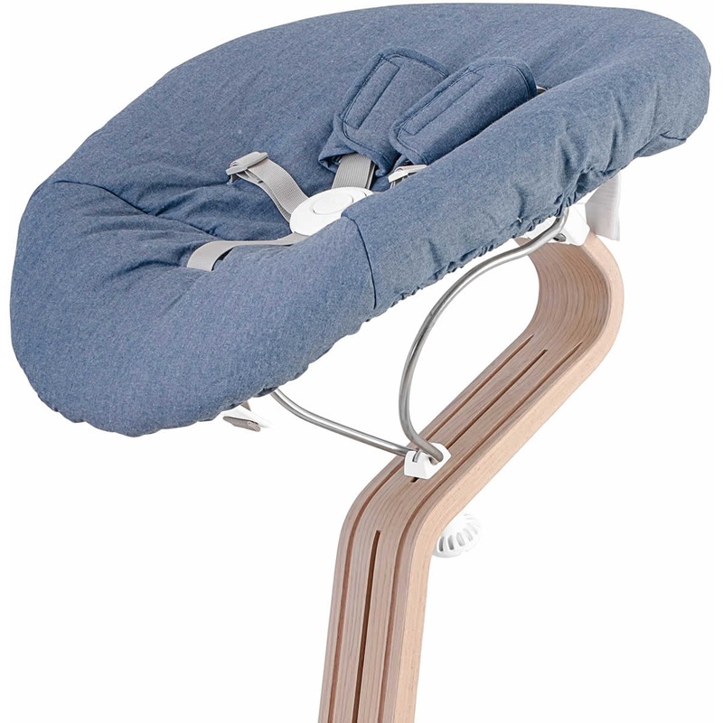 Nomi Baby Base 2.0 Bouncer – White with Chambray Cushion