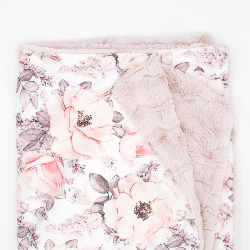 Sugar + Maple Wallpaper Floral Minky Blanket – Personalized