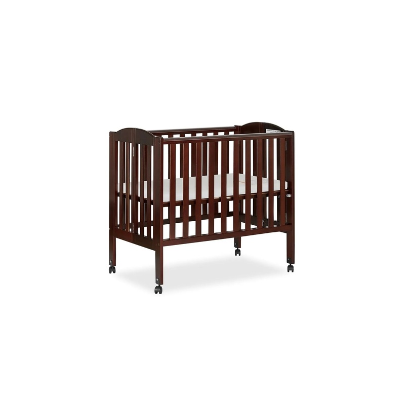 2-in-1 Portable Folding Stationary Side Crib – Espresso