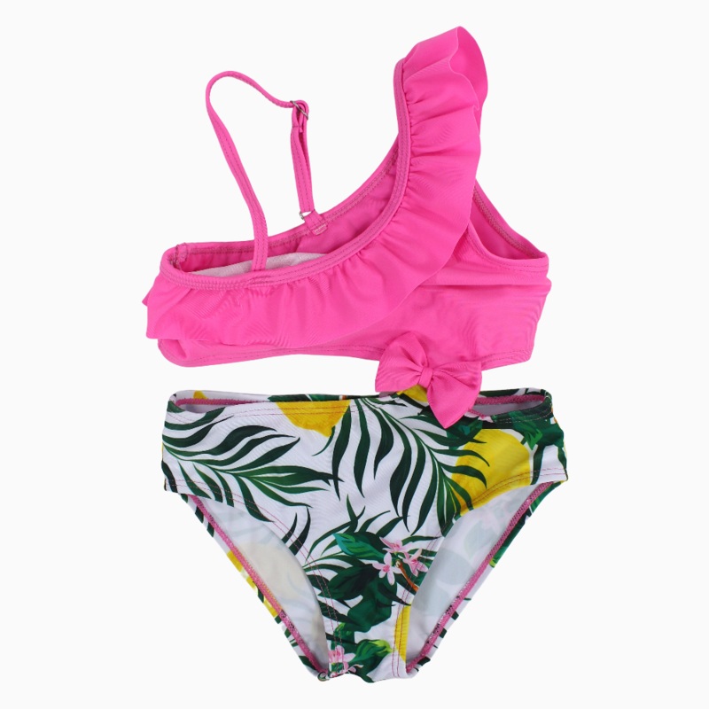 Girls Swimsuit  Pink with Bow & Floral Print