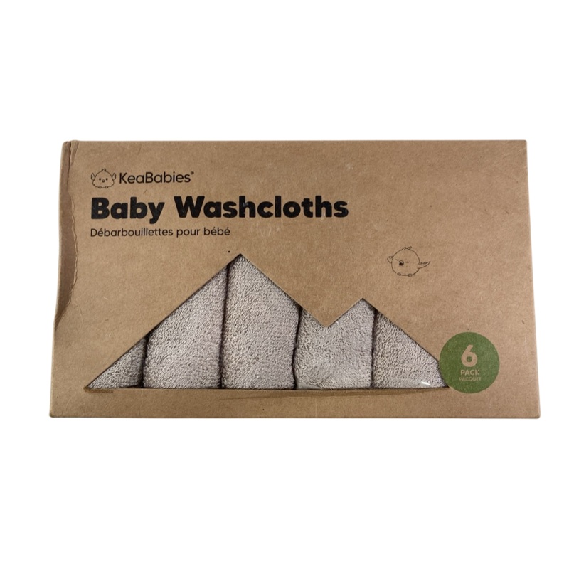 KeaBabies Bamboo Washcloths 6 Pack, Earth Brown