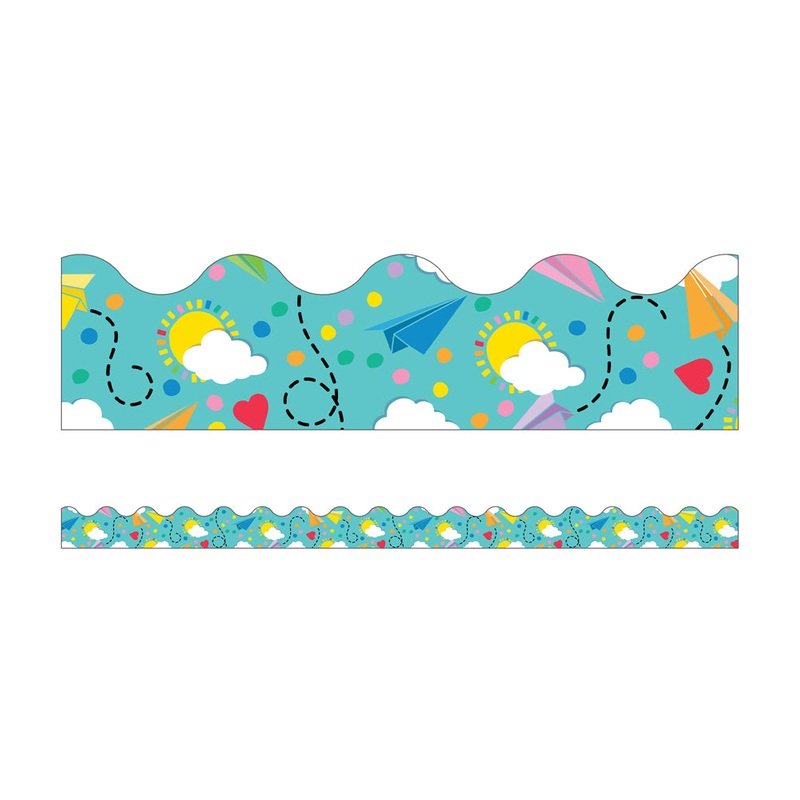 Paper Airplanes Scalloped Border