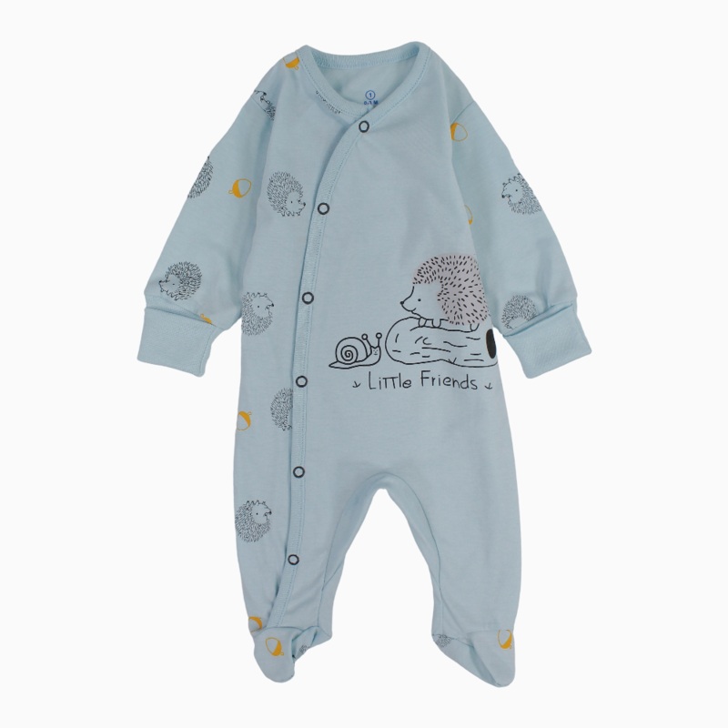 Baby Boys Cotton Baby Footie – Fox and Hedgehog Print