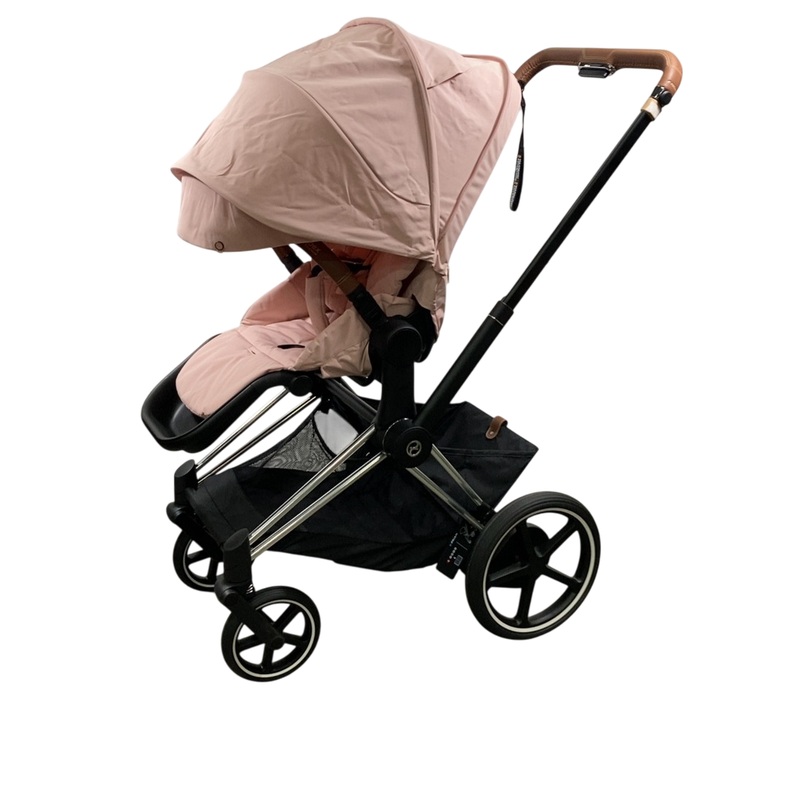 Cybex e-Priam2 Stroller, 2024, Chrome With Brown Details, Peach Pink