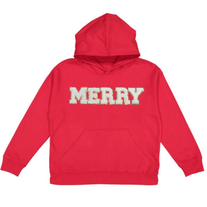 Merry Patch Christmas Hoodie – Red