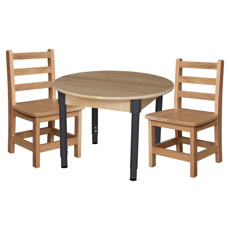 30″ Round Hardwood Adjustable-Height Table w/ Chairs (18″ Seat Height)