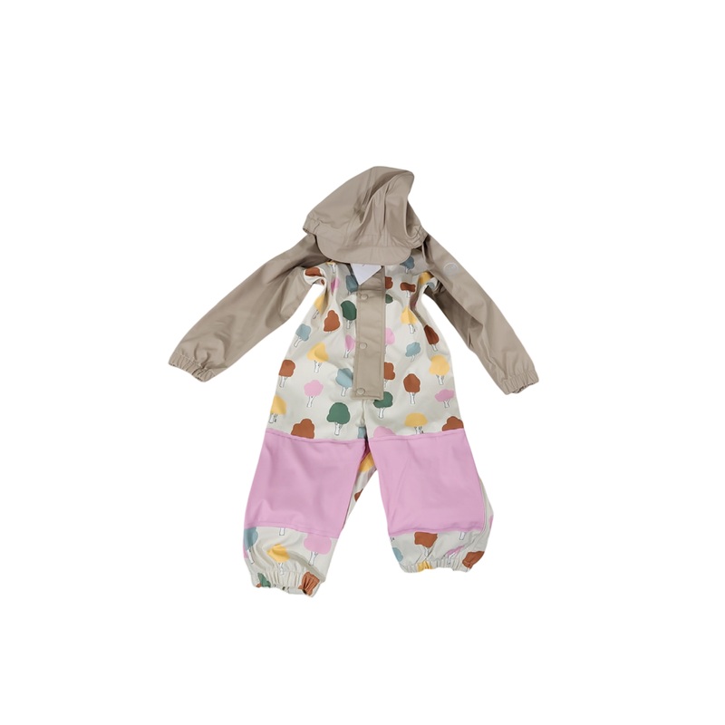 7 A.M. Enfant Rain Coverall, 18-24 Months, Rainy Trees Beige
