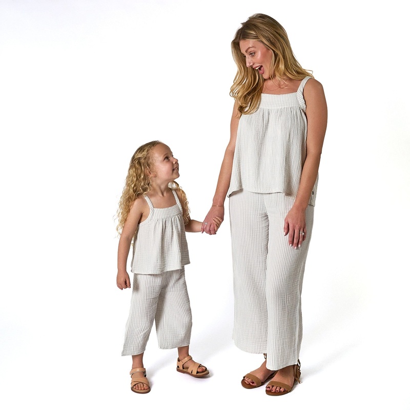 Mommy & Me Light Blue Stripe Top & Cropped Pants Bundle