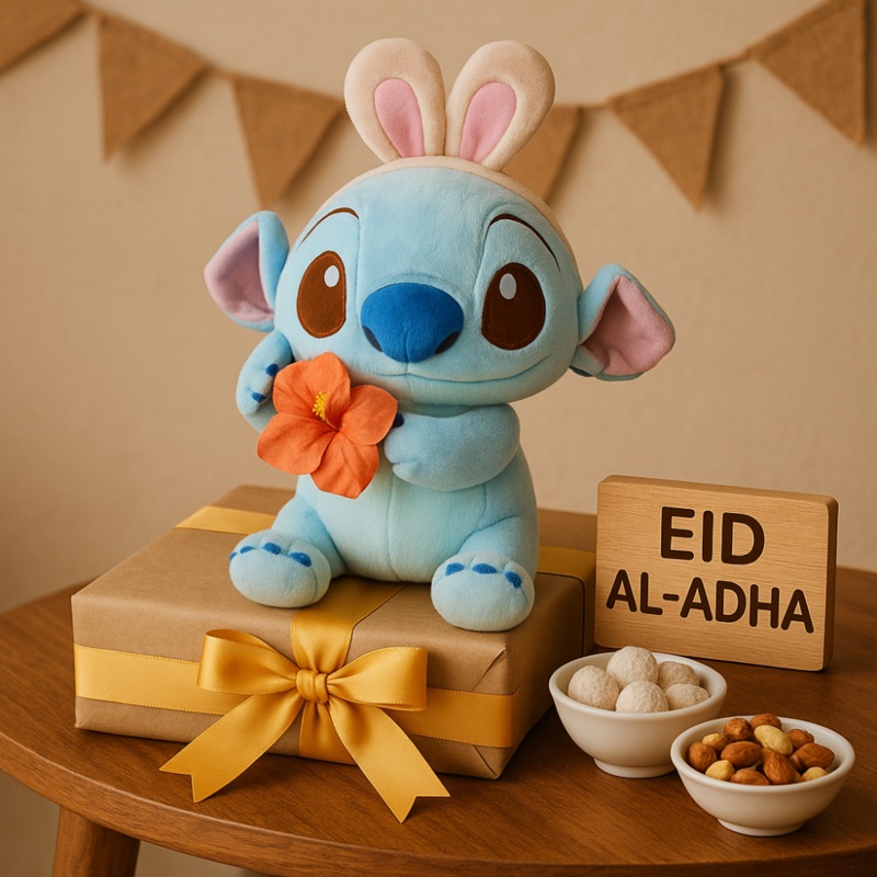 Stitch Plush Toy  Light Blue with Pink Ears