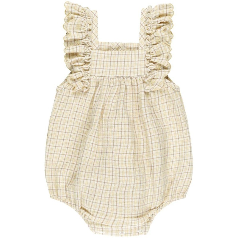 Quincy Mae Maya Romper || Yellow Plaid