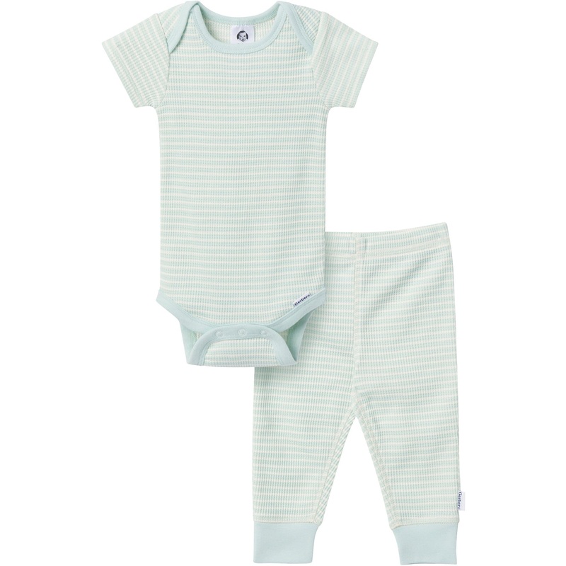 2-Piece Baby Boys Sky Blue Stripe Onesies Bodysuit and Pants Set