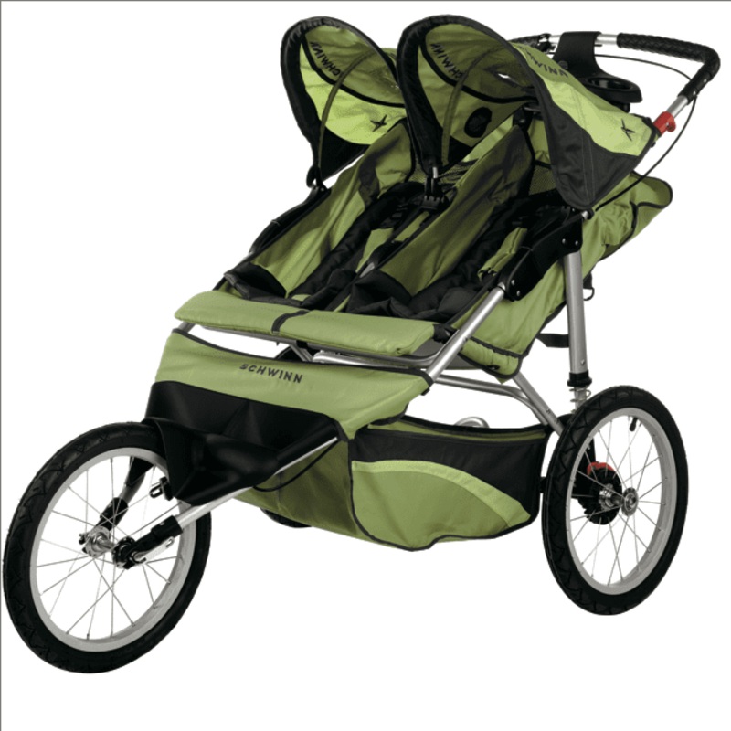 Schwinn Arrow Fixed Jogging Stroller-Double  Green/Gray