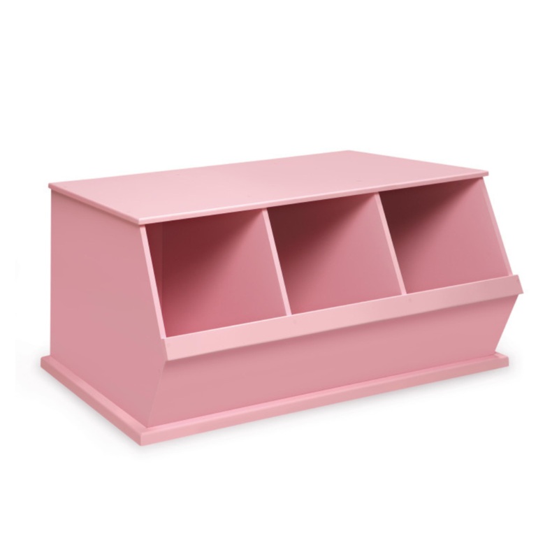 Three Bin Stackable Storage Cubby – Pink