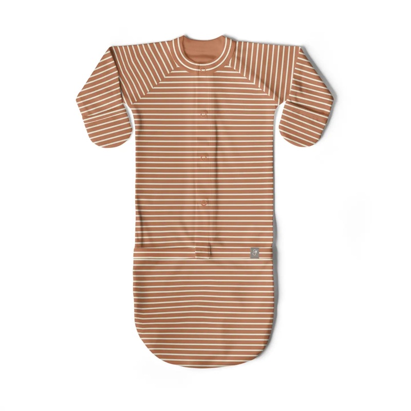 Goumi Kids 24 Hour Convertible Baby Sleeper Gown – Clay Stripe