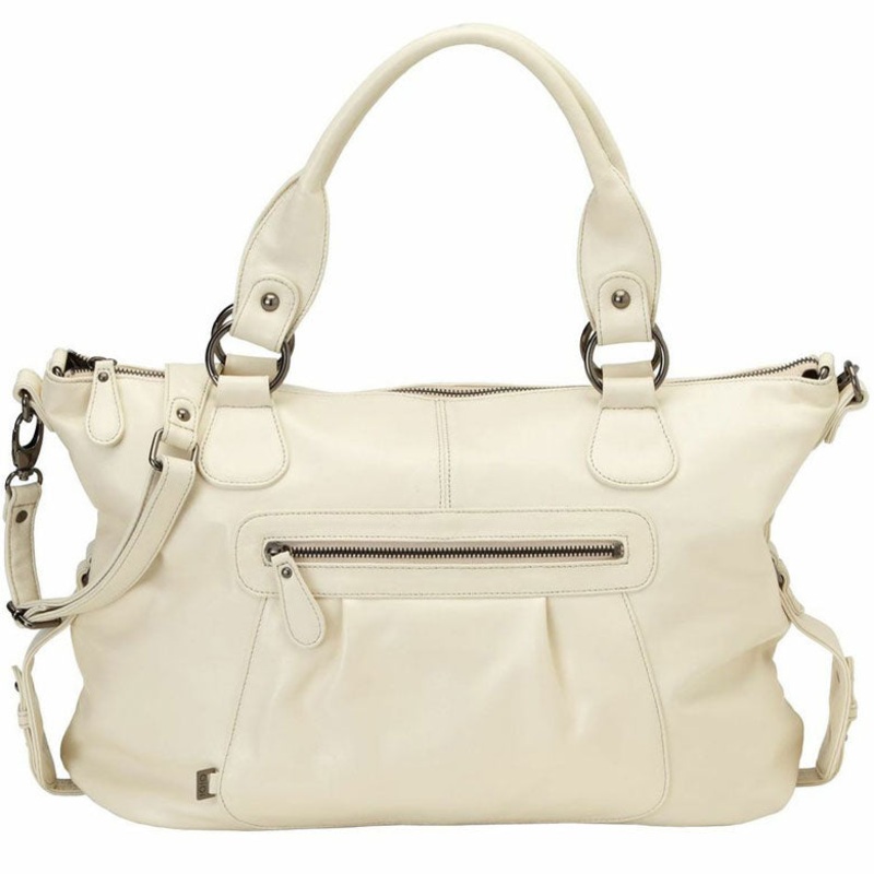 OiOi Ivory Leather Slouch Tote Diaper Bag