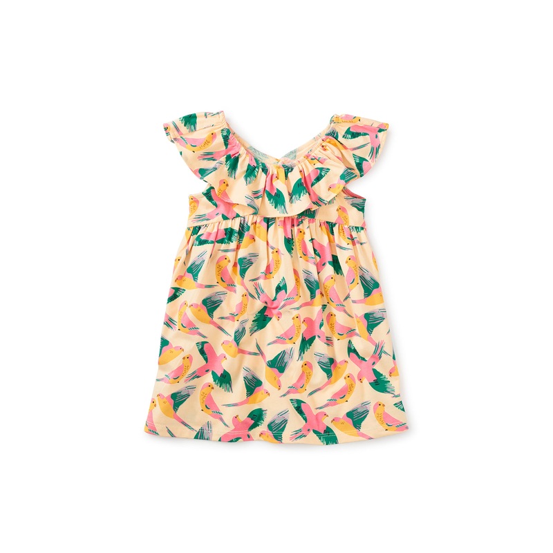 Tea Collection Ruffle Neck Baby Dress – Parrot Polka
