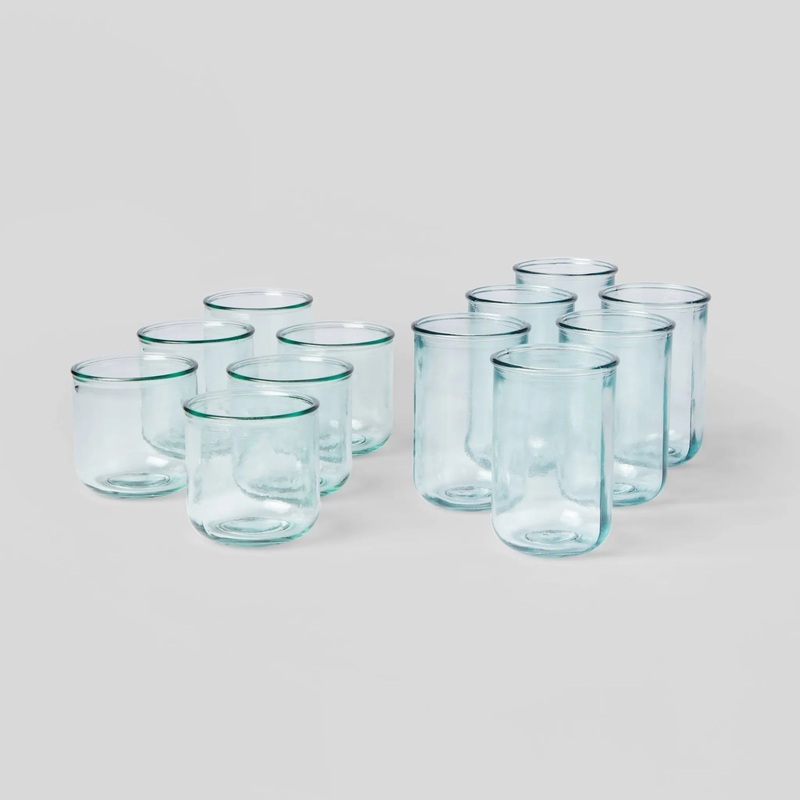 12pc Glass Potomac Double Old-Fashioned Assorted Tumbler Set – Threshold: Recycled Glassware Set, Dishwasher-Safe
