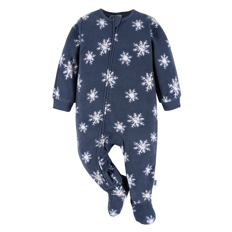 Baby & Toddler Boys Blue Snowflakes Footed Fleece Pajamas