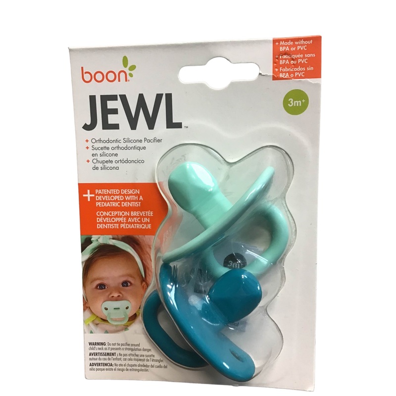 Boon Jewl Orthodontic Silicone Pacifier 2 Pack, Blue, 3m+