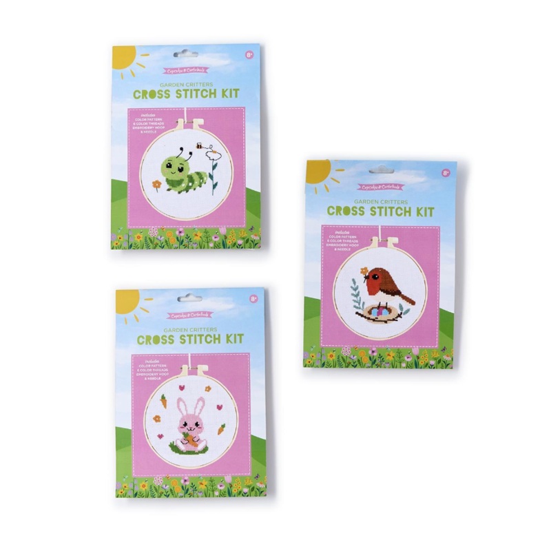 Cupakes & Cartwheels Garden Critters Cross Stitch Embroidery Craft Kit