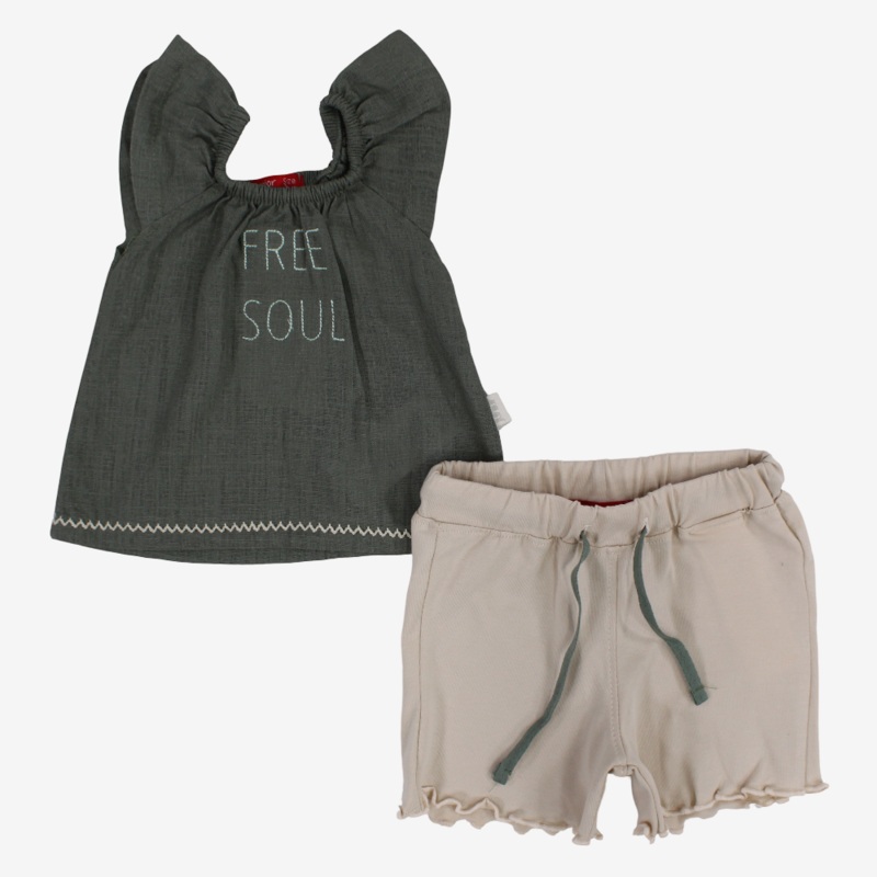 Baby Girls Cotton Pajama Set  Grey with Free Soul Design