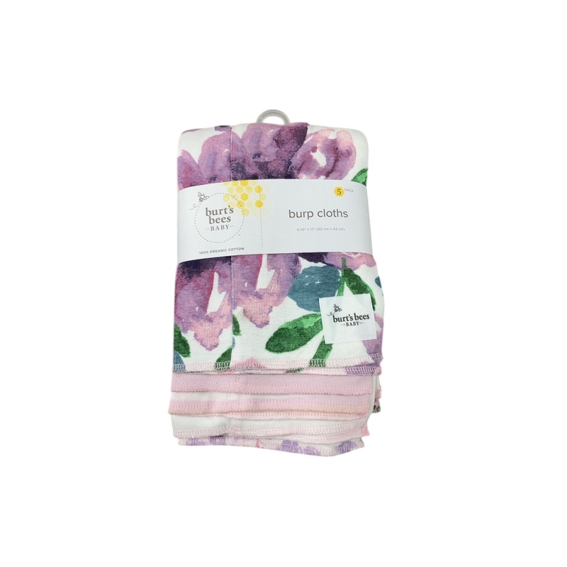 Burt’s Bees Baby Burp Cloths, 5-Pack, Watercolor Daylily