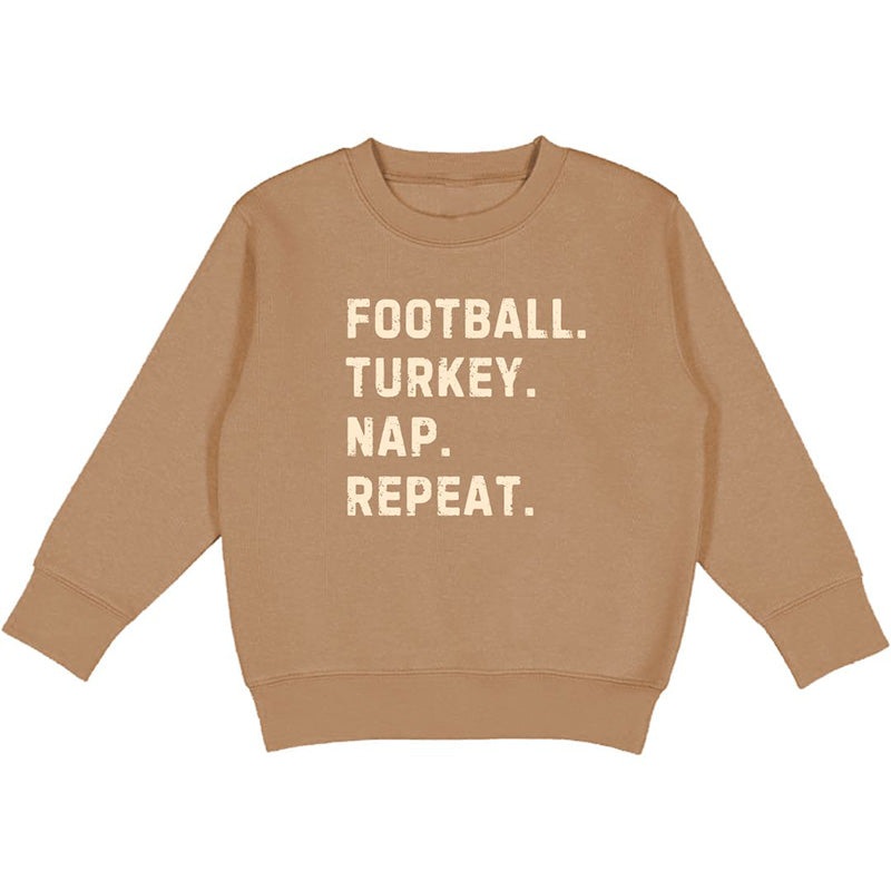 Football Turkey Nap Repeat Thanksgiving Sweatshirt – Mocha