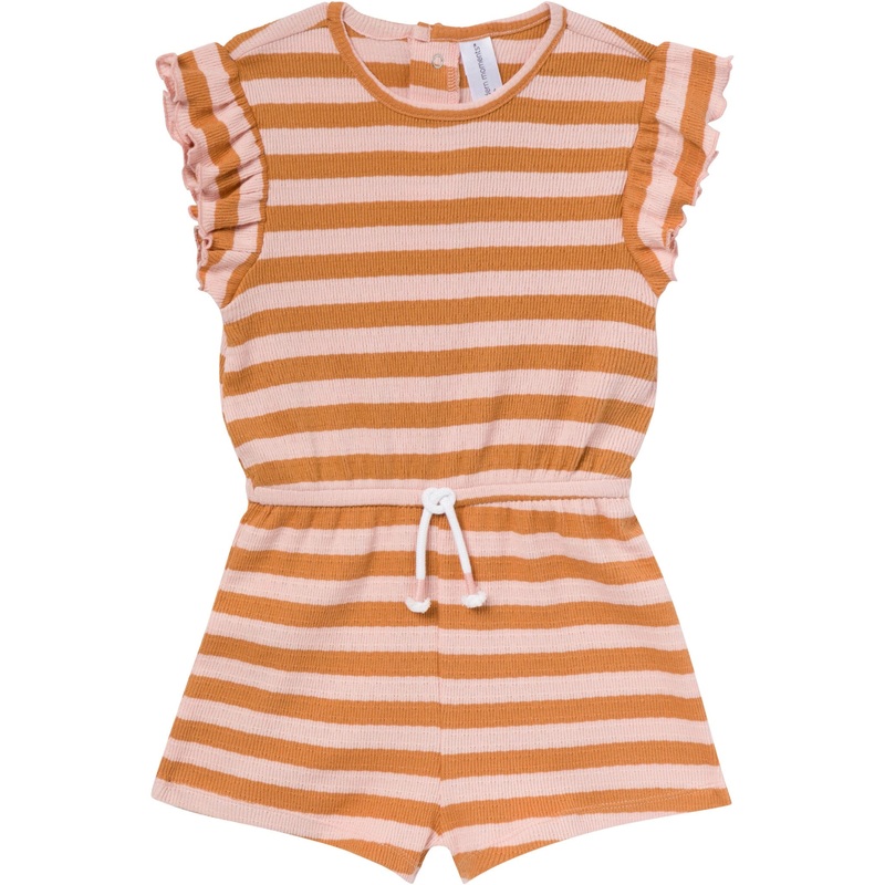 Infant & Toddler Girls Rose Stripe Flutter Sleeve Romper