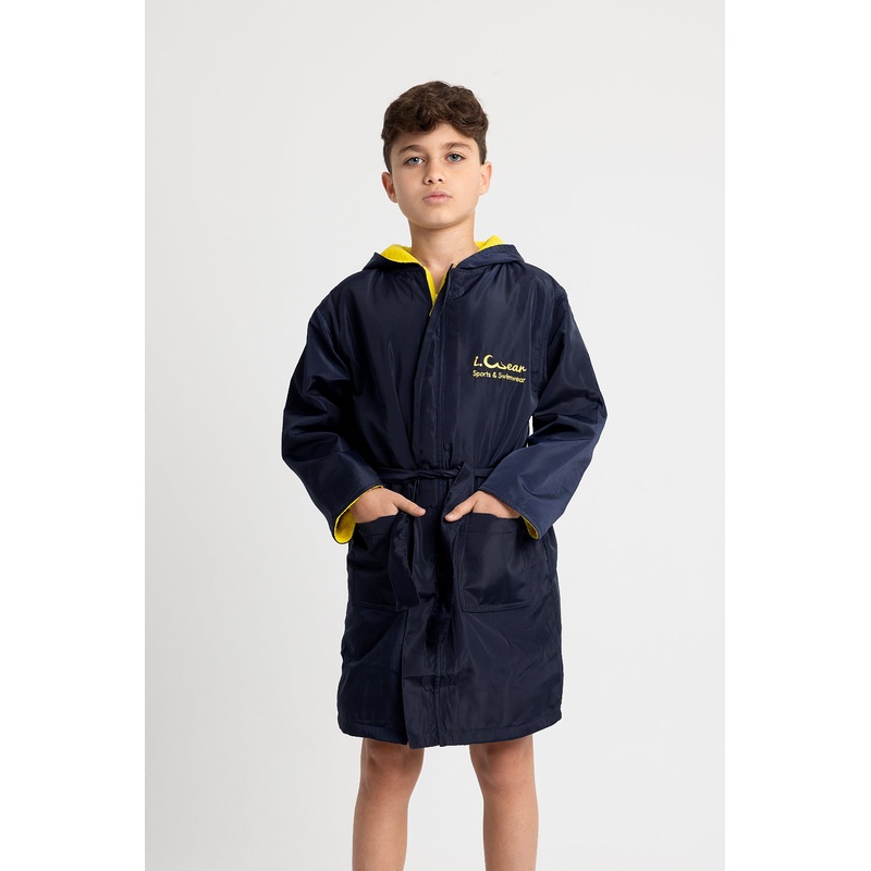 Unisex Kids Waterproof Swim Robe  Navy Blue