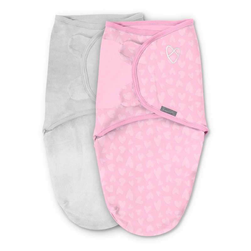 Velboa Original Swaddle, Size SM, 0-3 months, 2pk (Pink Hearts)