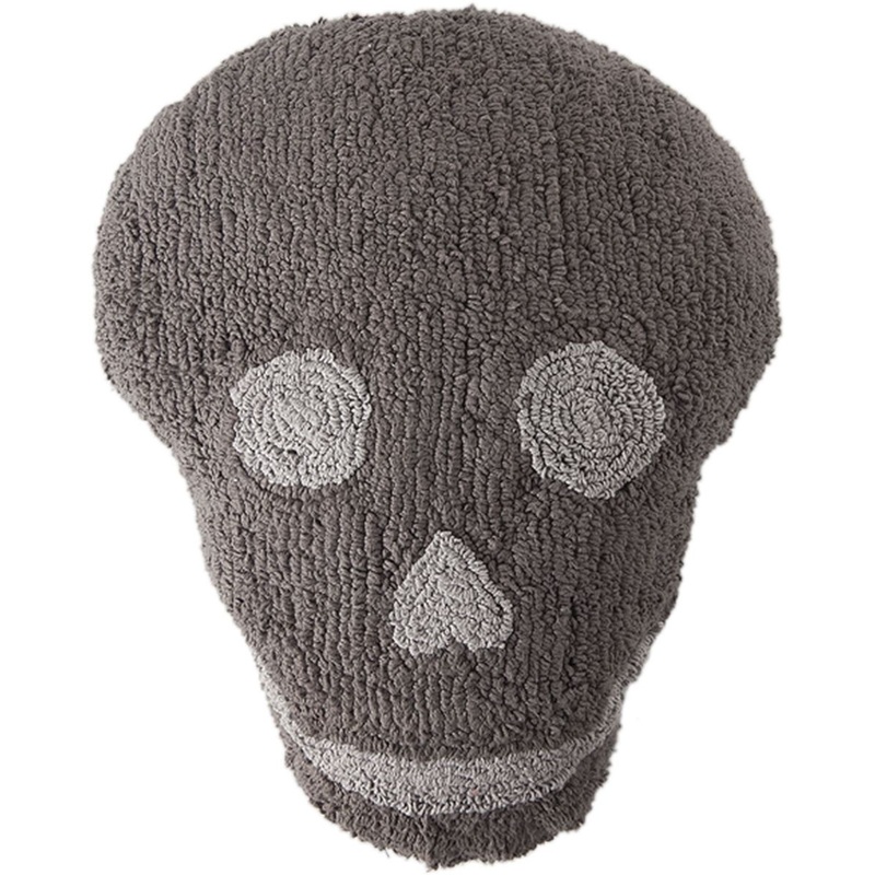 Lorena Canals Skull Cushion – Dark Grey/Light Grey (1’8″ x 1’4″)