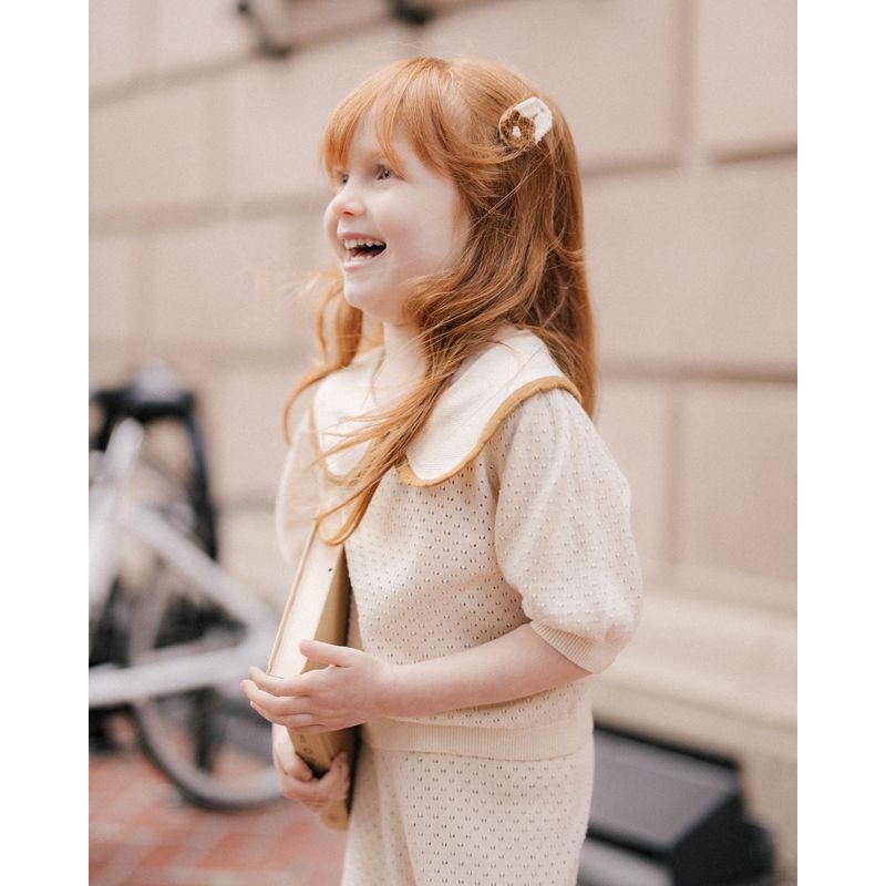 Rylee + Cru Pointelle Collared Top || Natural