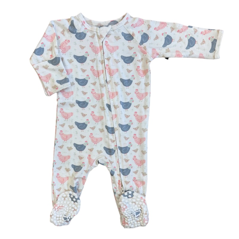 Sweet Bamboo – Zipper Footie – Happy Hens