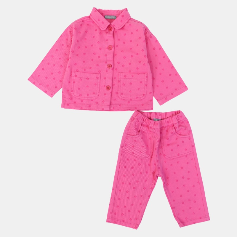 Baby Girls Gabardine 2-Piece Outfit Set  Fuchsia