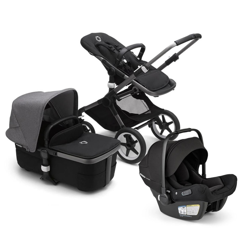 Bugaboo Fox3 Complete Stroller + Turtle Air Shield Travel System Bundle – Graphite / Midnight Black / Grey Melange / Black