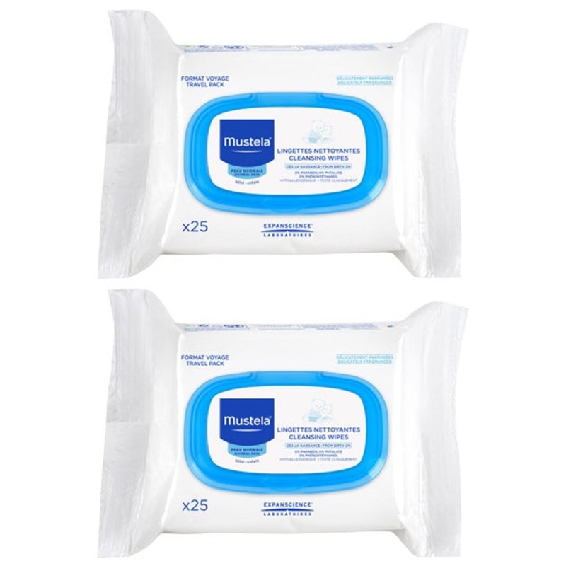 Mustela Facial Cleansing Cloths with Physiobebe 25 ct – 2 Pack