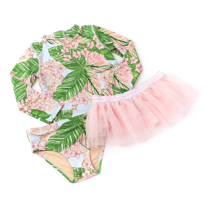 Rashguard and Tutu Set Botanical Palms