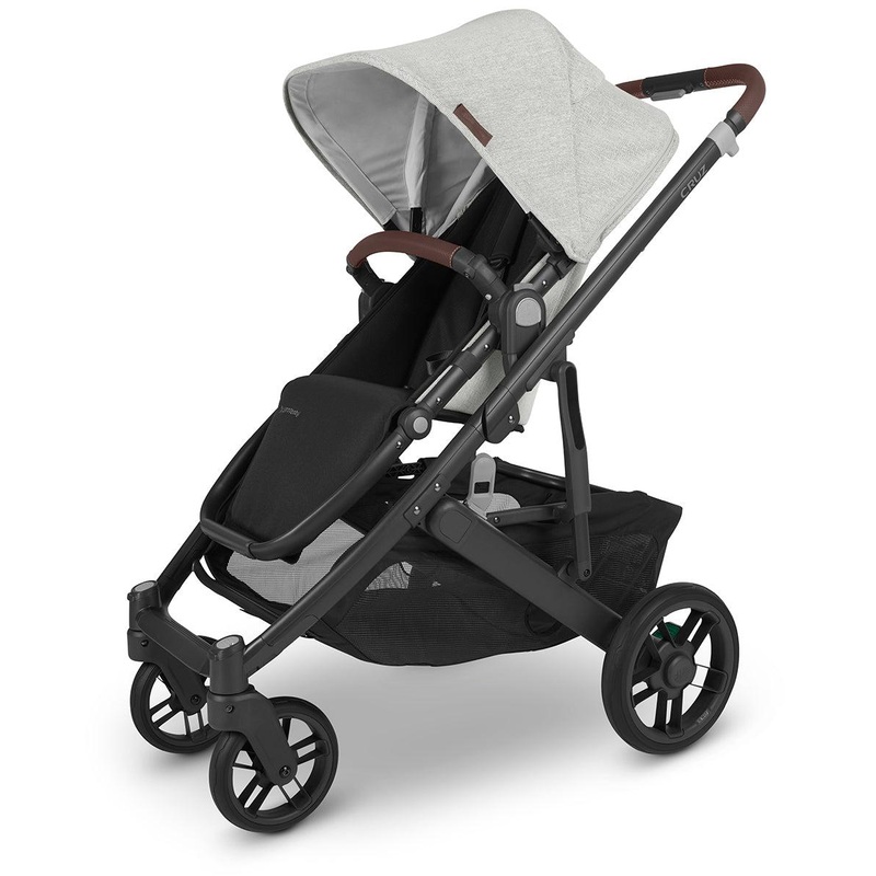 UPPAbaby OPEN BOX CRUZ V2 Stroller – Anthony (White and Grey Chenille / Carbon / Chestnut Leather)